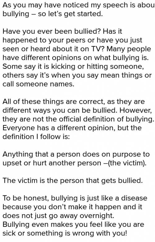 A short speech about bullying