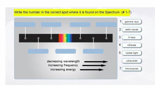 Write the number in the correct spot where it is found on the Spectrum. (# 1-7)