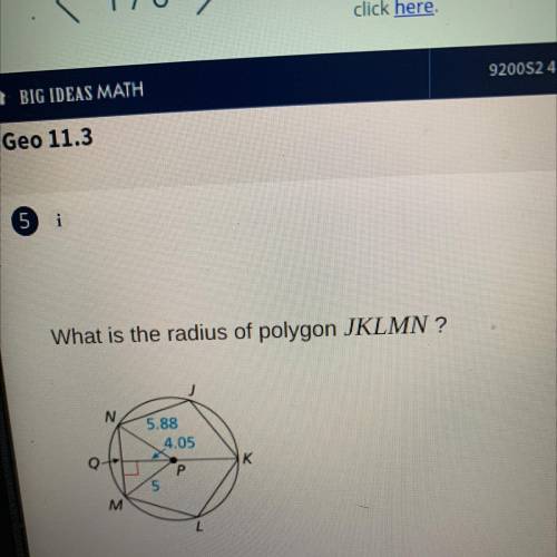 What is the radius of polygon JKLMN ?