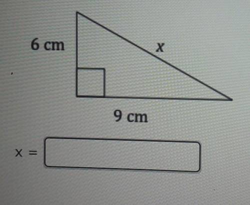 A right triangle is shown below. What is the length of the side X, to the nearest tenth of a centim