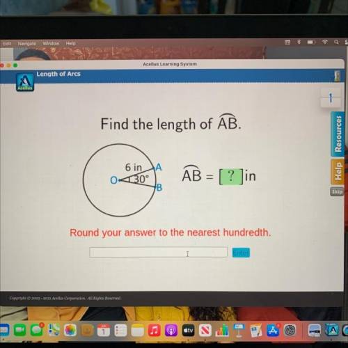 Find the length of AB.

6 in A
130°
В
AB = [ ? Jin
Round your answer to the nearest hundredth.