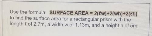 Calulate the surface area of the figure in square meters. Your answer will be a whole number or a d