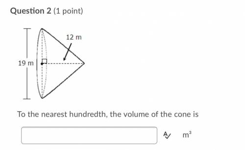 To the nearest hundredth, the volume of the cone is