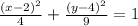 \frac{(x - 2)^{2} }{4 } + \frac{(y - 4)^{2} }{9 } = 1