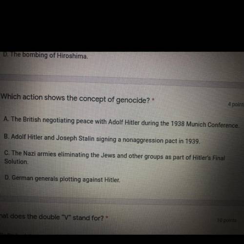 Which action shows the concept of genocide?