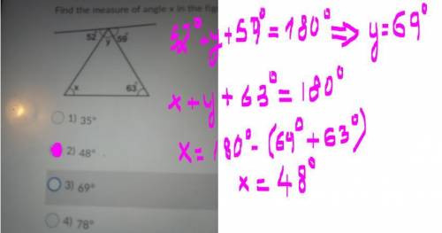 Please help me!!!
Find the measure of angle x in the figure below: