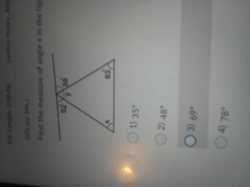 Please help me!!!
Find the measure of angle x in the figure below: