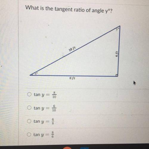 What is the tangent ratio of angle yº?