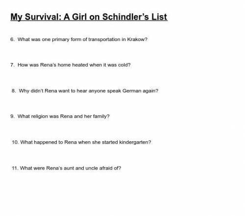 If you have read the book My Survival: A Girl on Schindler's List could you please help me with the