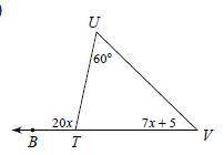 Determine the value of angle V in the picture below.