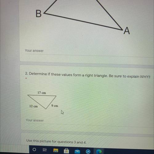 Determine if these values form a right triangle. E