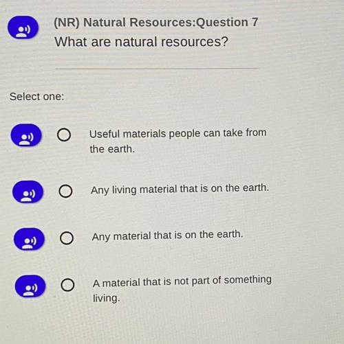 (NR) Natural Resources:Question 7
What are natural resources?