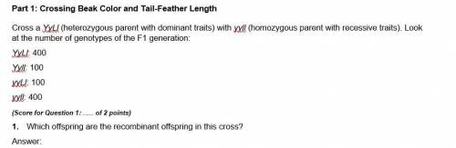 1. Which offspring are the recombinant offspring in this cross?

(Please see image attachm