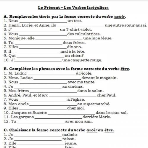 NEED HELP ON SECTION A FOR FRENCH