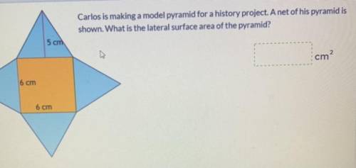 Carlos is making a model pyramid for a history project. A net of his pyramid is

shown. What is th
