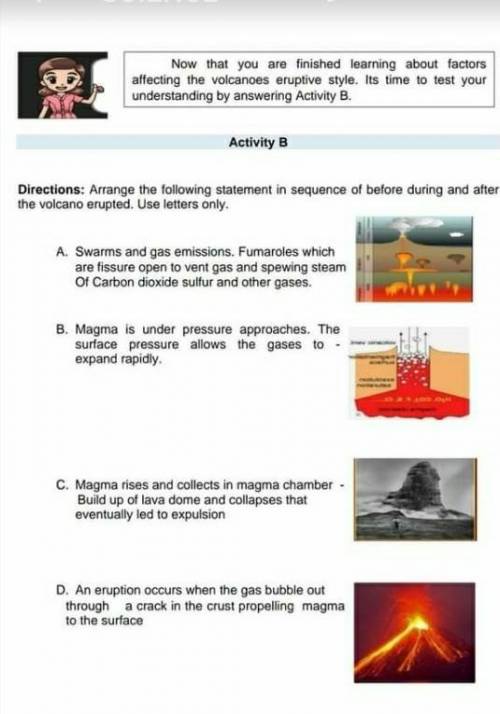 Activity b. sequence before and after volcanic eruption​
