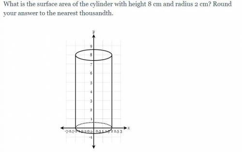What is the surface area of the cylinder with height 8 cm and radius 2 cm? Round your answer to the