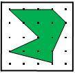 Find the area of the shaded polygons: Area of shaded polygon is __square units