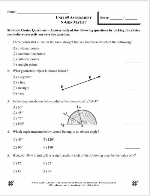 Can you help me with my Unit # 9 Math Assessment!