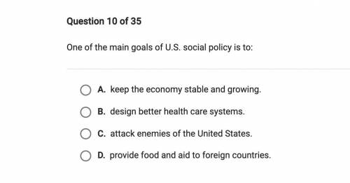 One of the main goals of the us social policy is to: