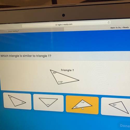 Which triangle is similar to triangle T?
Triangle T
40
1100
110
50