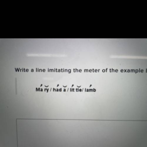 Write a line imitating the meter of the example below (trochaic tetrameter with incomplete final fo