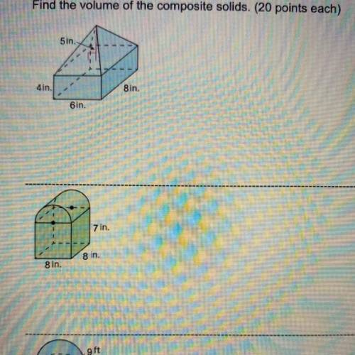 Find the volume of the composite solids