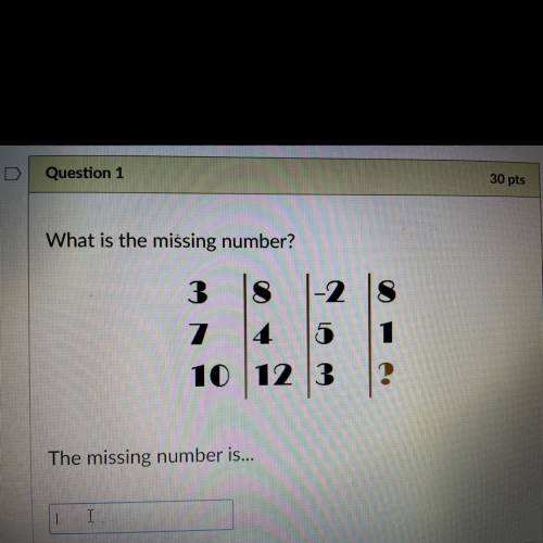 What is the missing number?

3
8
-2
7
4
5
1
10 12 3
The missing number is...