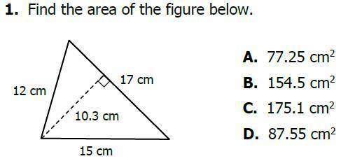 Find the area of the figure below. 
A. 77.25
B. 154.5
C. 175.1
D. 87.55