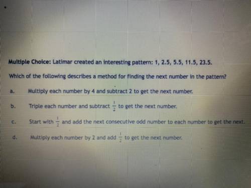 Which is the correct method to finding the next number in the pattern???