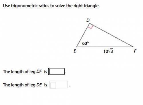 Use trigonometric ratios to solve the right triangle.