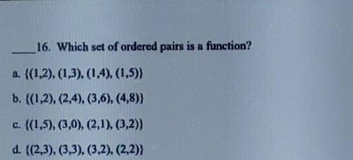 Which set of ordered pairs is a function?​
