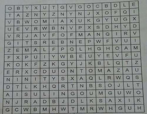 There are hidden words written from left to right, right to left, horizontally, vertically, and dia