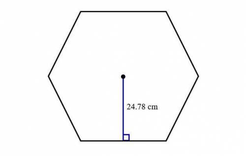 What is the area of the regular hexagon shown below?Answer in complete sentences and include all re