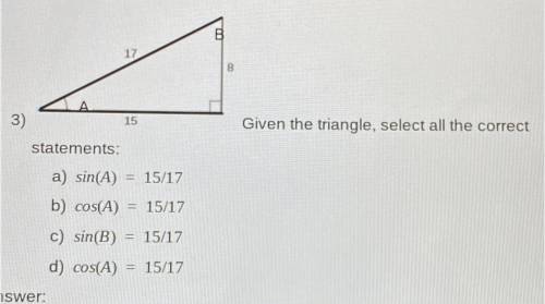 Given the triangle select all the correct