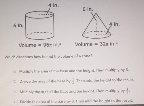 The volume of a cylinder is calculated by multiplying the area of the base and the height. The volu