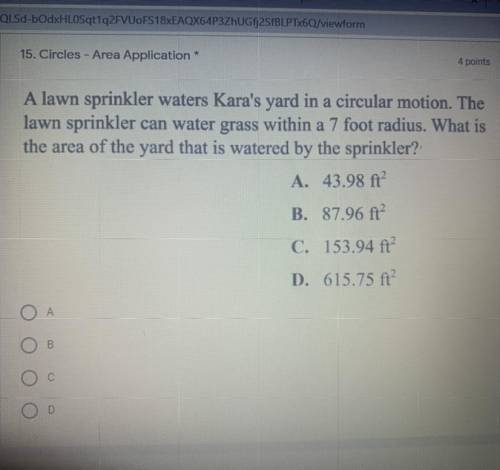 A lawn sprinkler waters Kara's yard in a circular motion. The

lawn sprinkler can water grass with