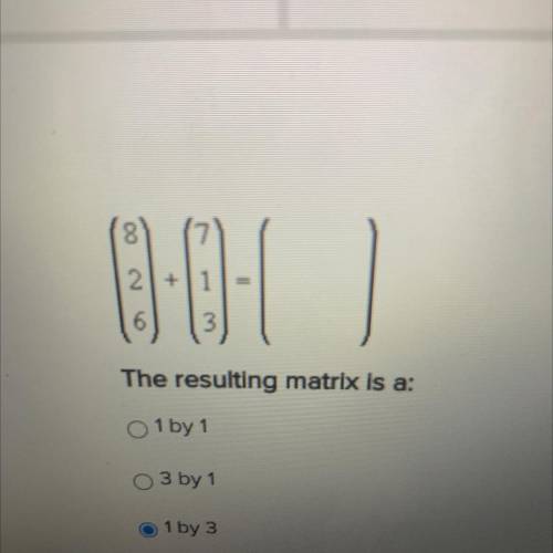 The resulting matrix is a:
1 by 1
3 by 1
1 by 3
can't be done