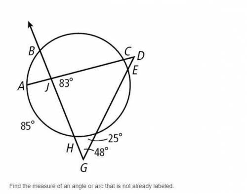 Find the measure of an angle or arc that is not already labeled