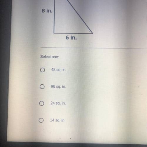 What is the area of the right triangle shown in the image.