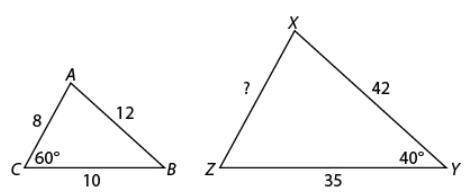 What is the measure of angle Z? What is the length of side AC?

What is the measure of angle B? Wh