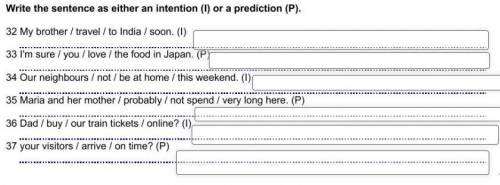 Write the sentences as either an intention or a predictions, please this is my test