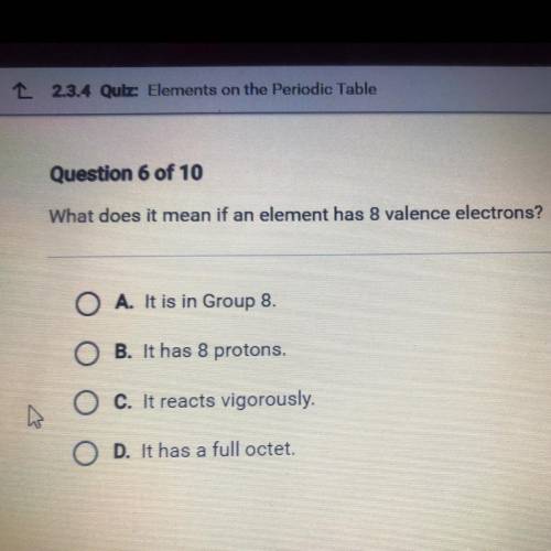 What does it mean if an element has 8 valence electrons?￼