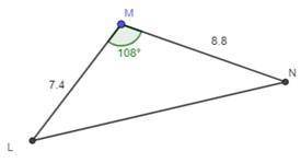 Use the law of cosines to find the length of (LN.

Round your answer to the nearest hundredth.
Use