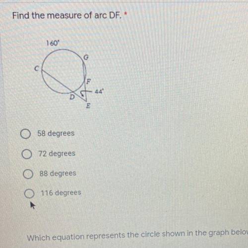 Find the measure of arc DF