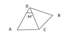 In the attached figure, we have AC = CD, CD = BD and the Angle at the vertex ACD = 64º. What is the
