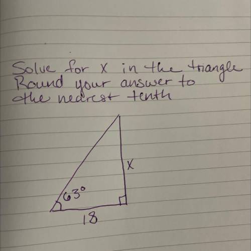 Solve for x in the triangle. Round your answer to the nearest 10th.
