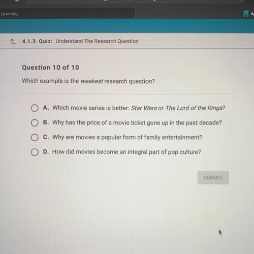 Which example is the weakest research question?