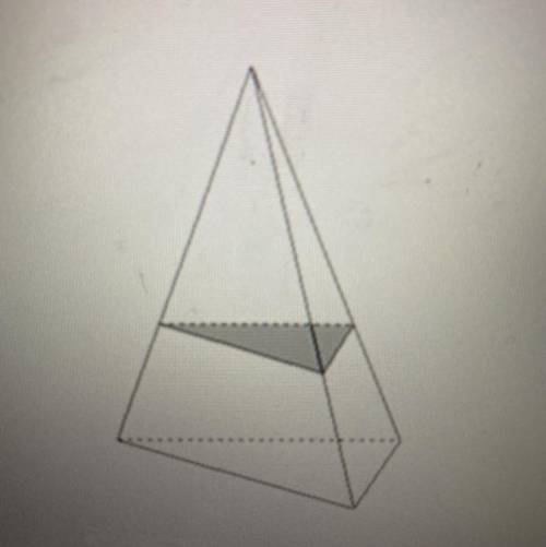 A triangular pyramid has a base area of 72 cm squared and a height/altitude of 9 cm. If a cross sec