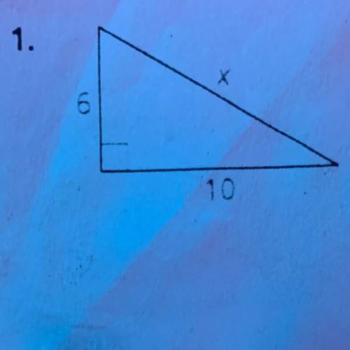 Find the value of x then tell whether the side lengths form a Pythagorean triple 6 , 10 , x